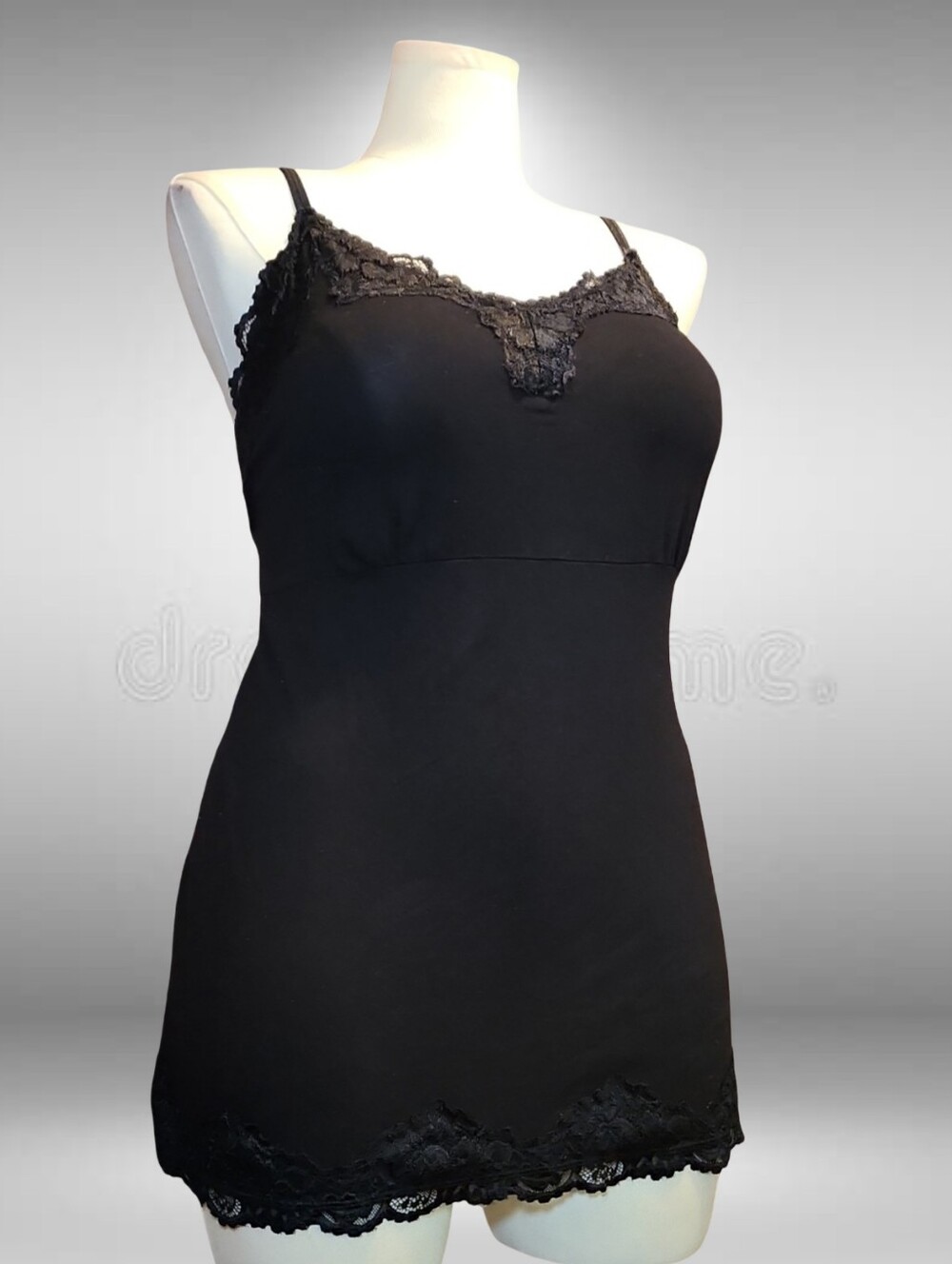 Lane Bryant Plus Black Lace Shaping Camisole 18/20 Adjustable Strap Rayon Blend - Picture 3 of 8